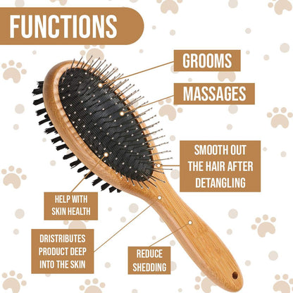Kylepet 2-in-1 Double-Sided Bamboo Slicker Brush for Dogs & Cats
