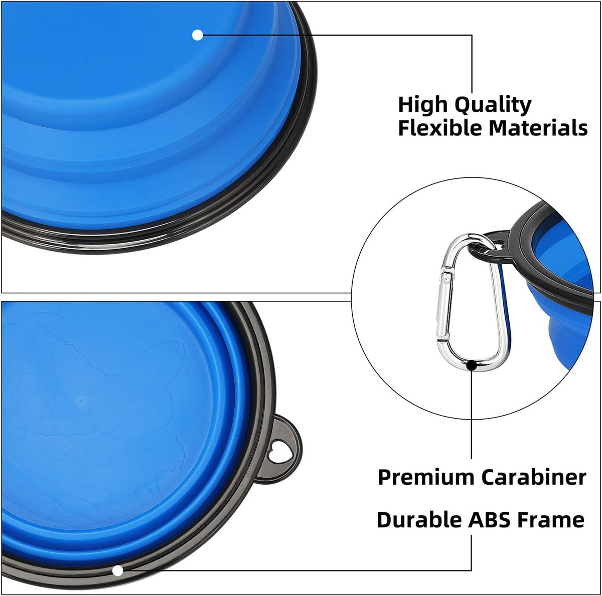 Large Collapsible Dog Travel Bowls – 34 oz (2-Pack)