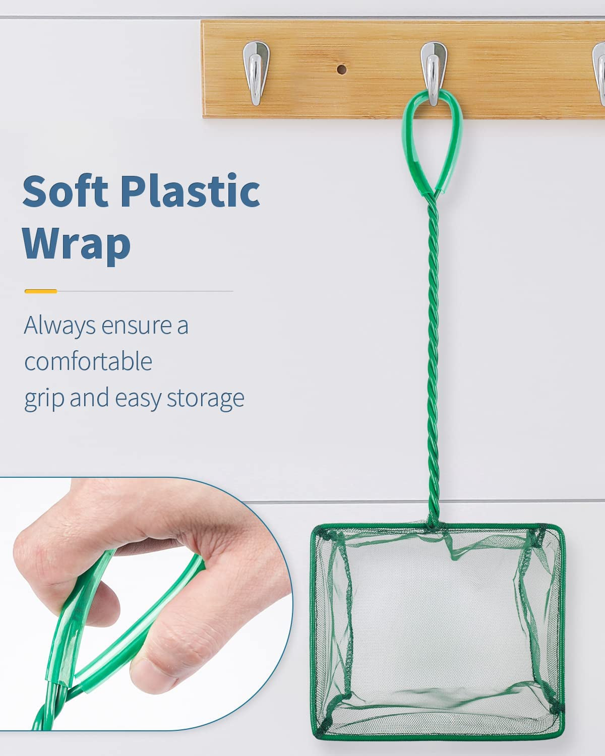 Square Mesh Aquarium & Pond Cleaning Net (Braided Metal Handle)