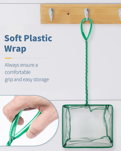 Square Mesh Aquarium & Pond Cleaning Net (Braided Metal Handle)