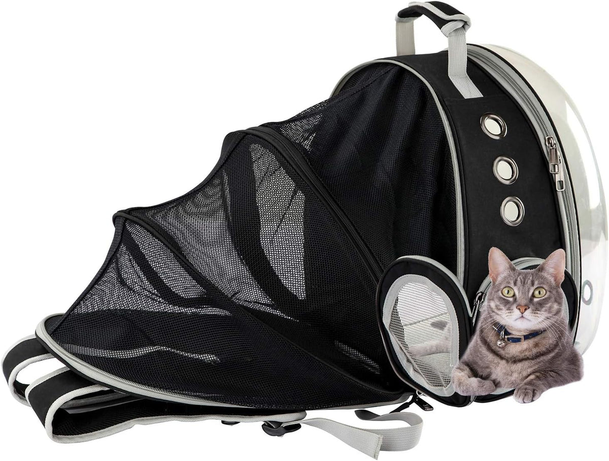 Expandable Bubble Pet Carrier Backpack – Black