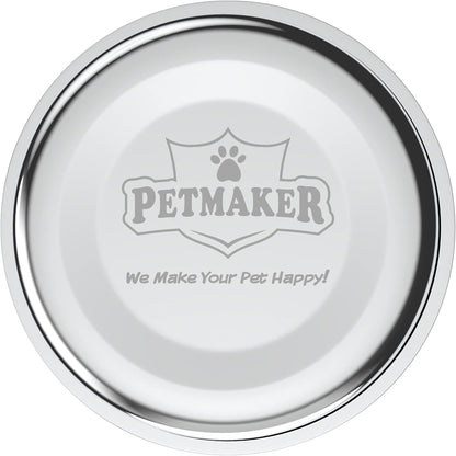 Dual Stainless Steel Dog Bowl Set with Decorative Stand (40 oz, Silver/Black)