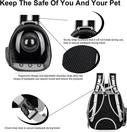 Expandable Bubble Pet Carrier Backpack – Black