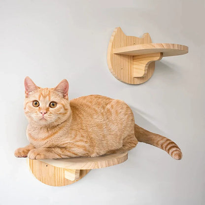 Multi-Level Wooden Cat Wall Furniture Set
