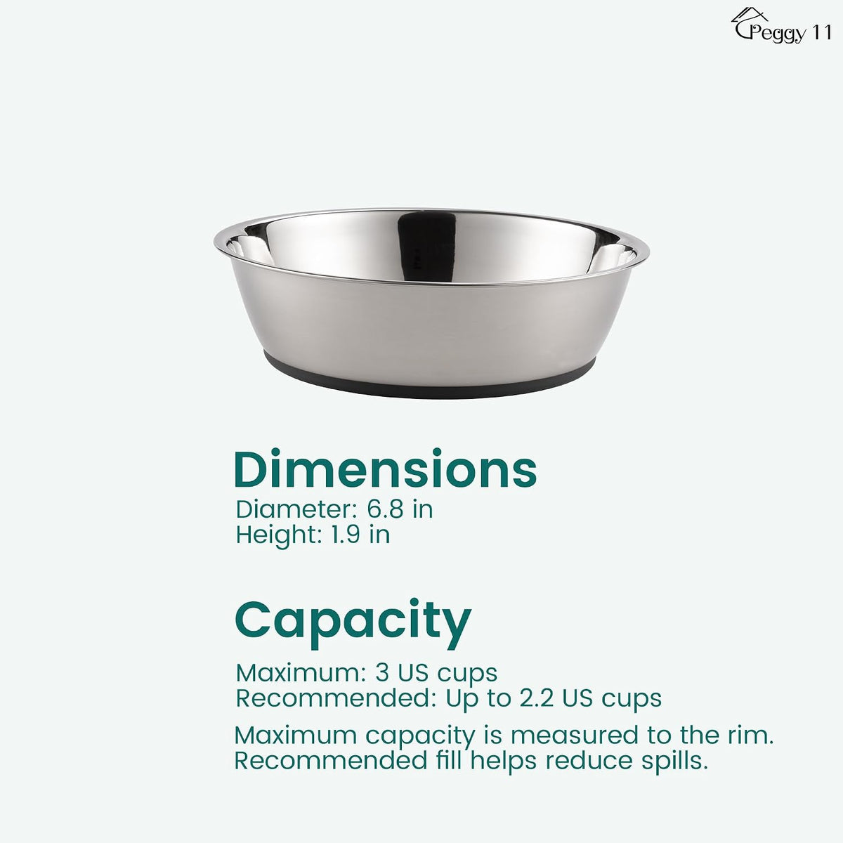 2-Pack Stainless Steel Pet Bowls (3 US Cup Each)