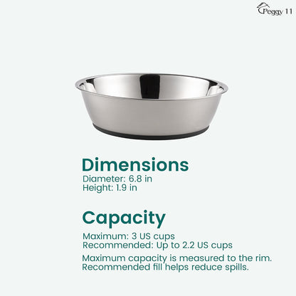 2-Pack Stainless Steel Pet Bowls (3 US Cup Each)