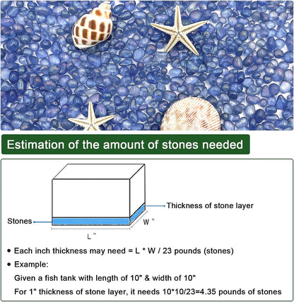 2.2 lbs Polished Aquarium Substrate Gravel & Sea Glass (Vibrant Blue)