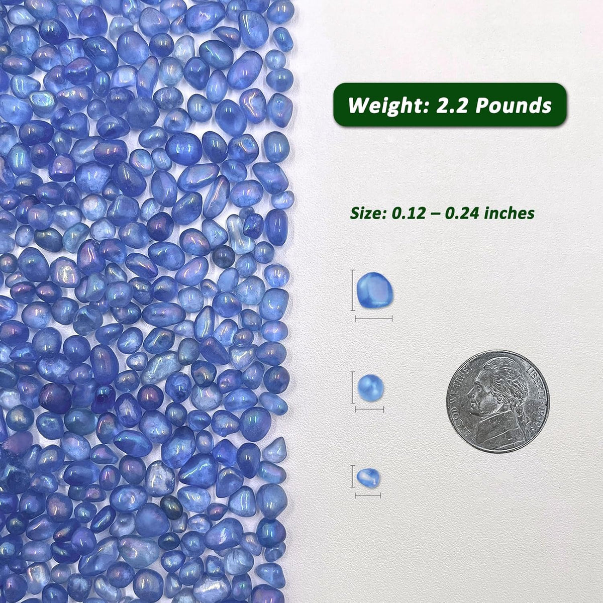 2.2 lbs Polished Aquarium Substrate Gravel & Sea Glass (Vibrant Blue)