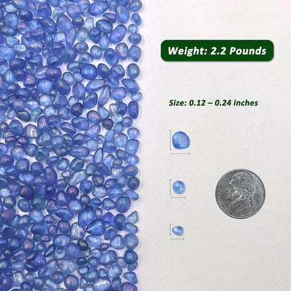 2.2 lbs Polished Aquarium Substrate Gravel & Sea Glass (Vibrant Blue)