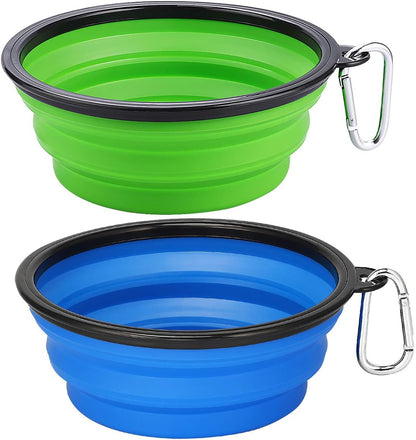 Large Collapsible Dog Travel Bowls – 34 oz (2-Pack)