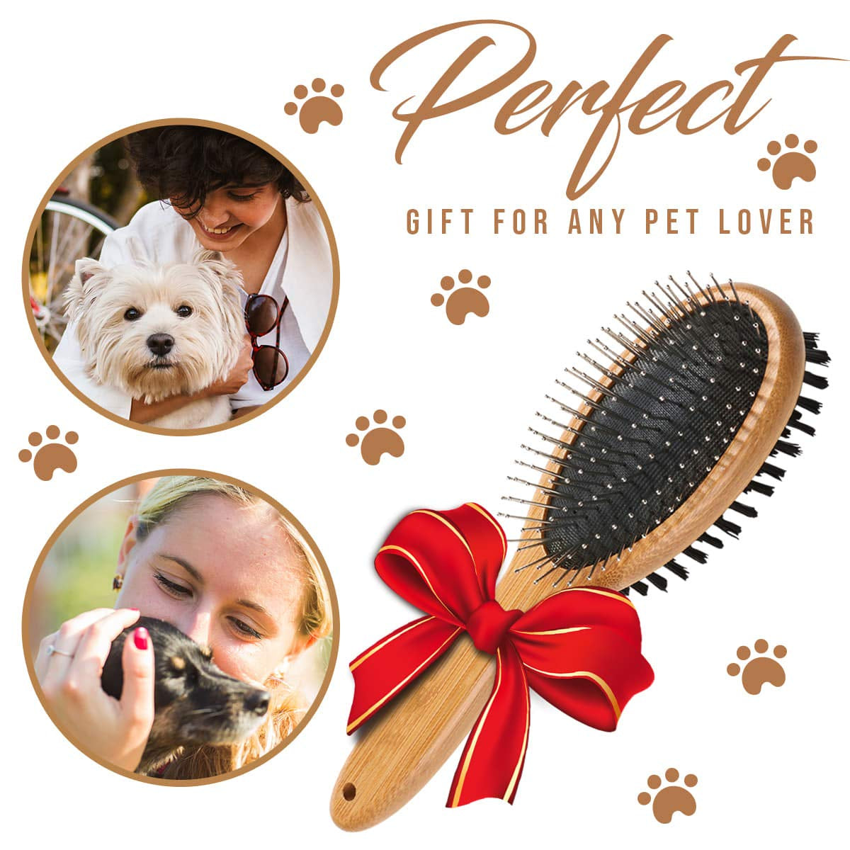 Kylepet 2-in-1 Double-Sided Bamboo Slicker Brush for Dogs & Cats