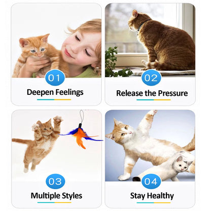 11-Piece Cat Feather Teaser Refill Set with Bells