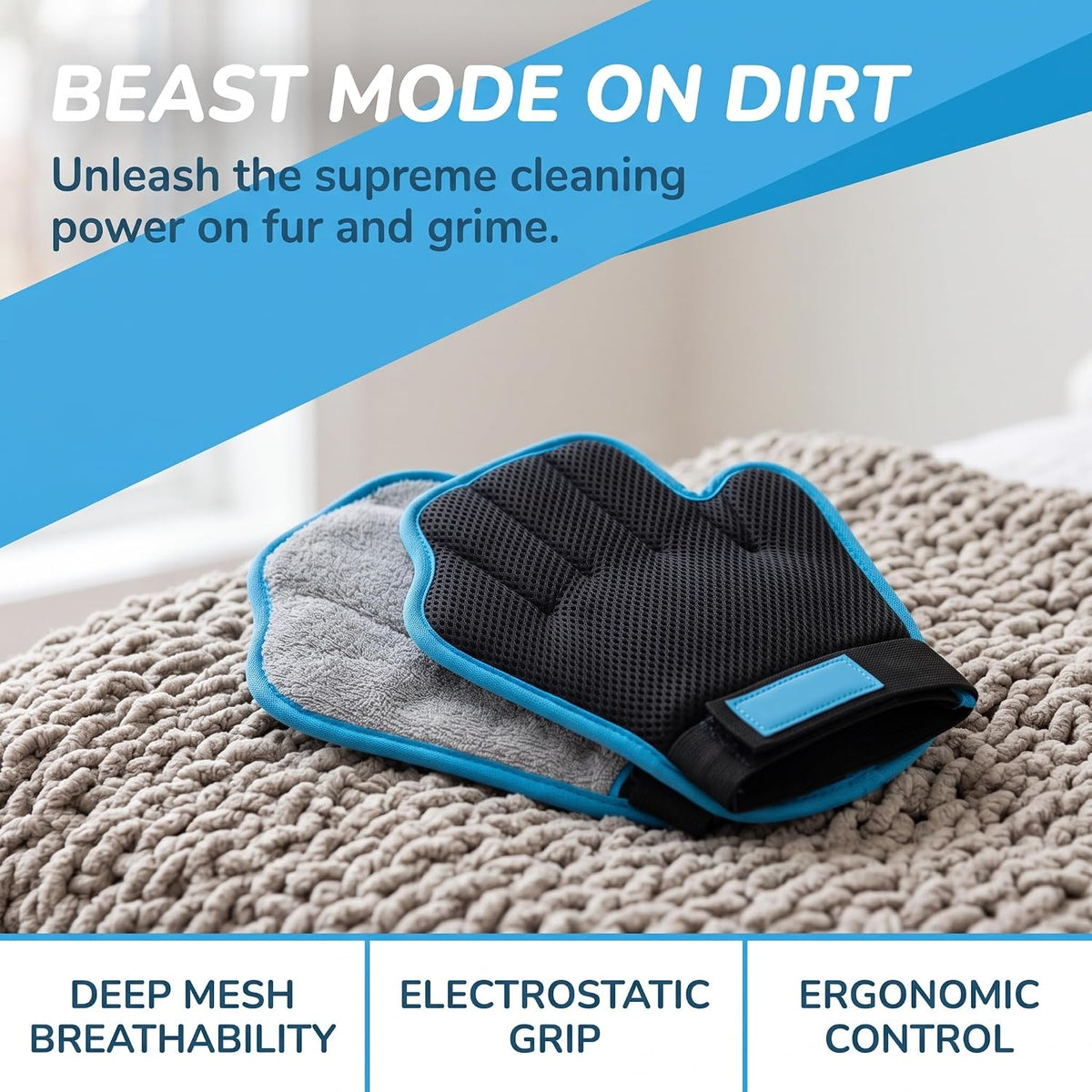2-Piece Pet Hair Removal & Grooming Gloves Set