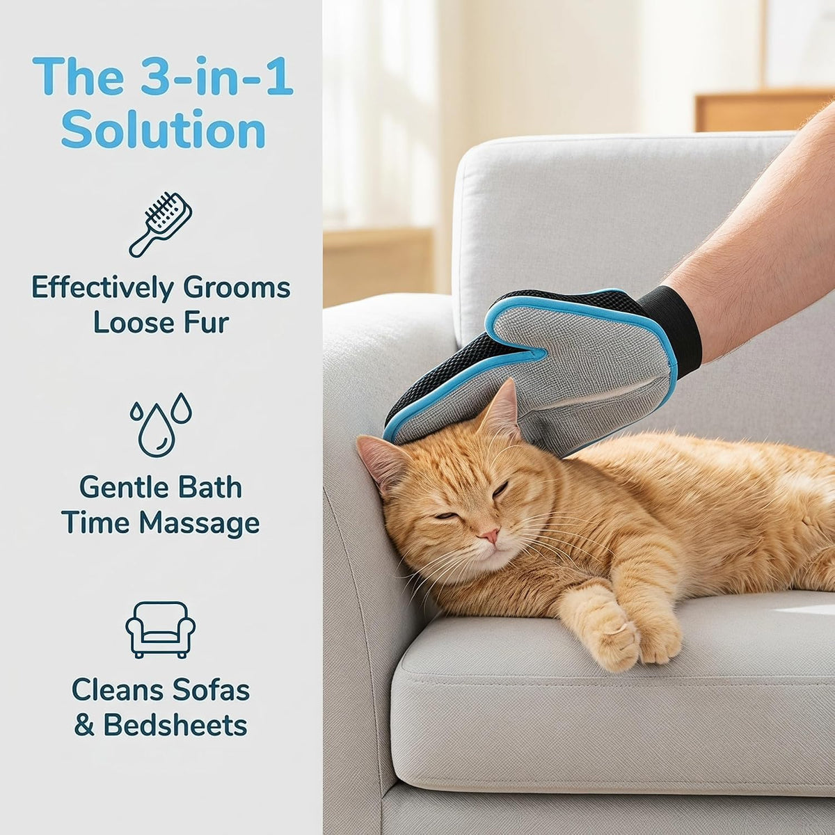 2-Piece Pet Hair Removal & Grooming Gloves Set