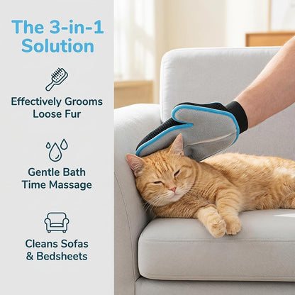 2-Piece Pet Hair Removal & Grooming Gloves Set