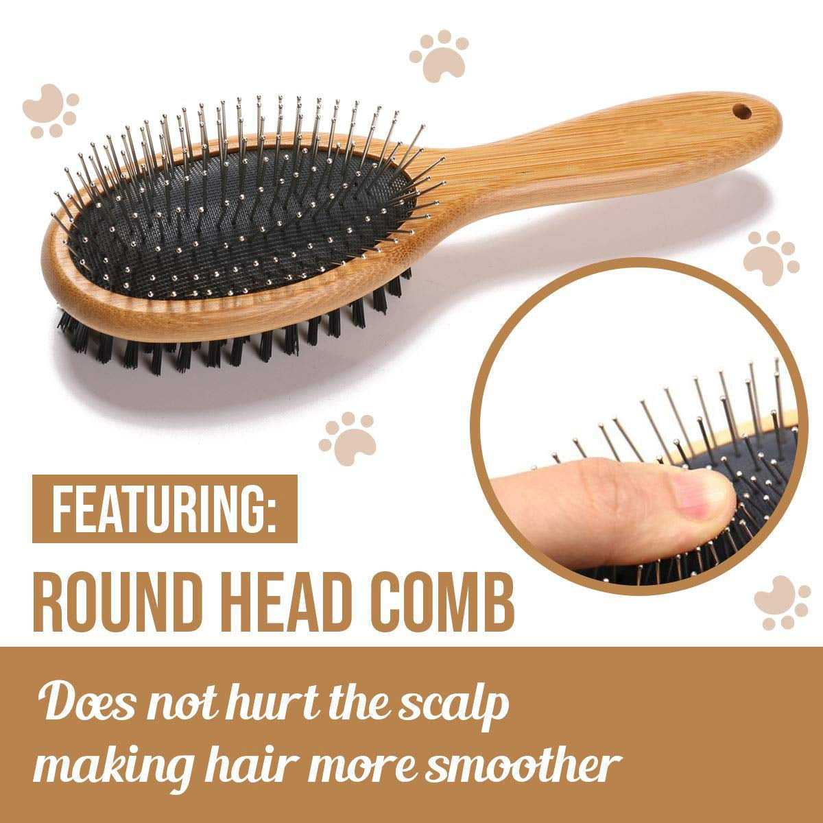 Kylepet 2-in-1 Double-Sided Bamboo Slicker Brush for Dogs & Cats