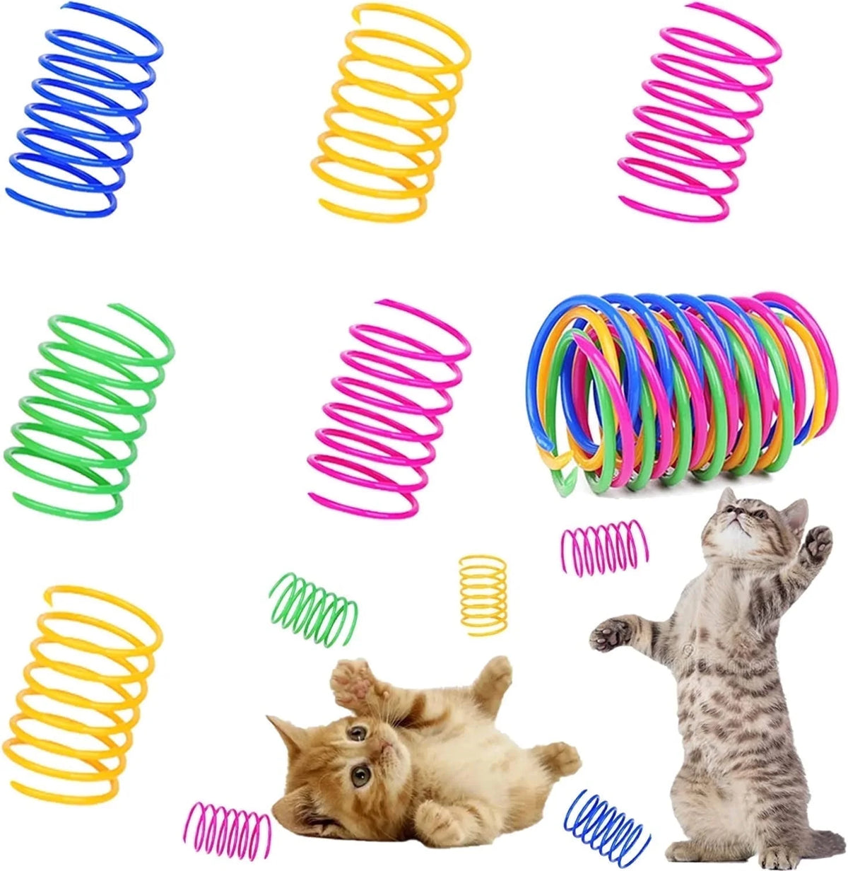 40-Pack Colorful Cat Spiral Springs
