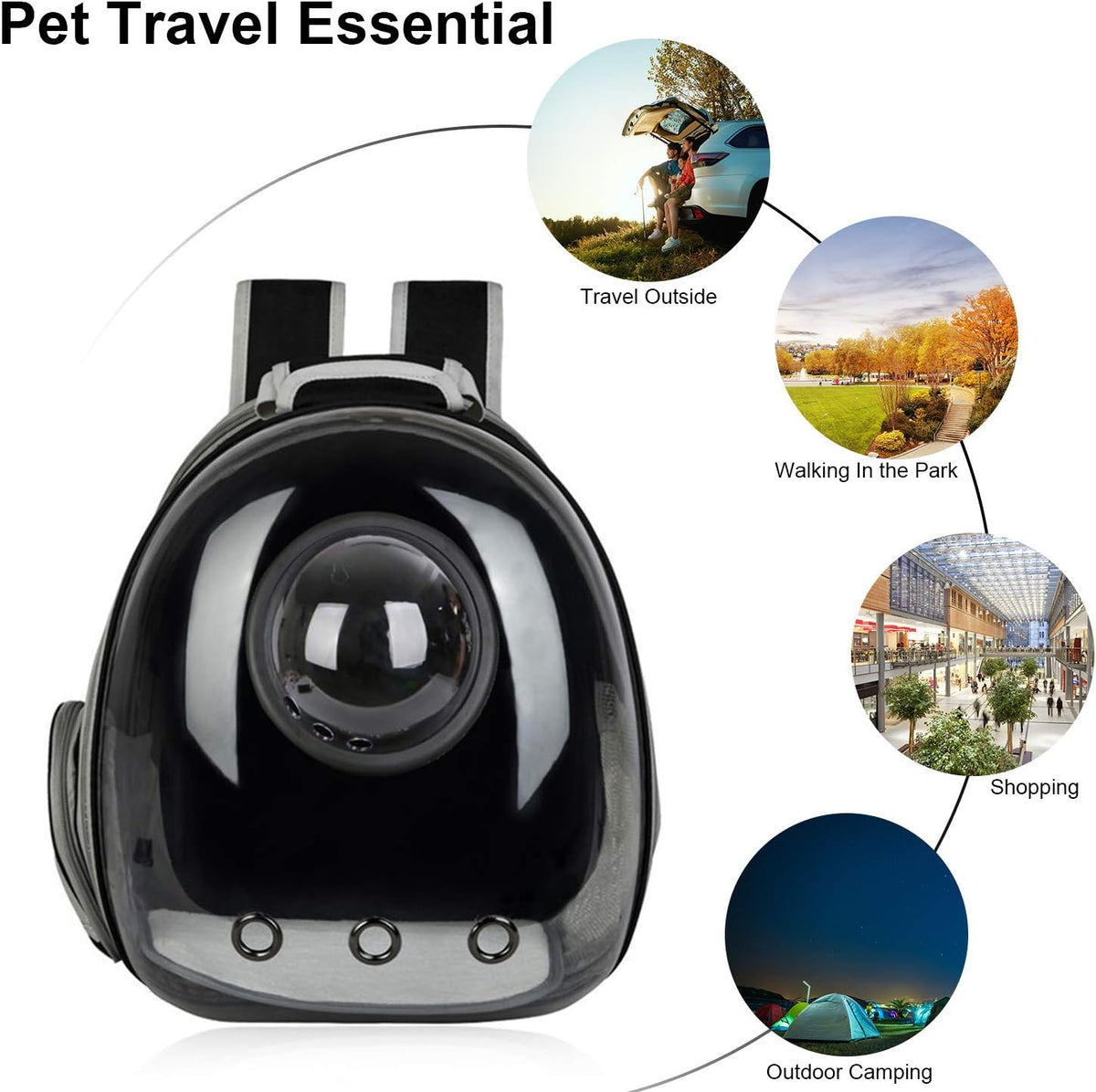 Expandable Bubble Pet Carrier Backpack – Black