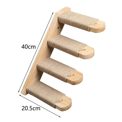 Multi-Level Wooden Cat Wall Furniture Set
