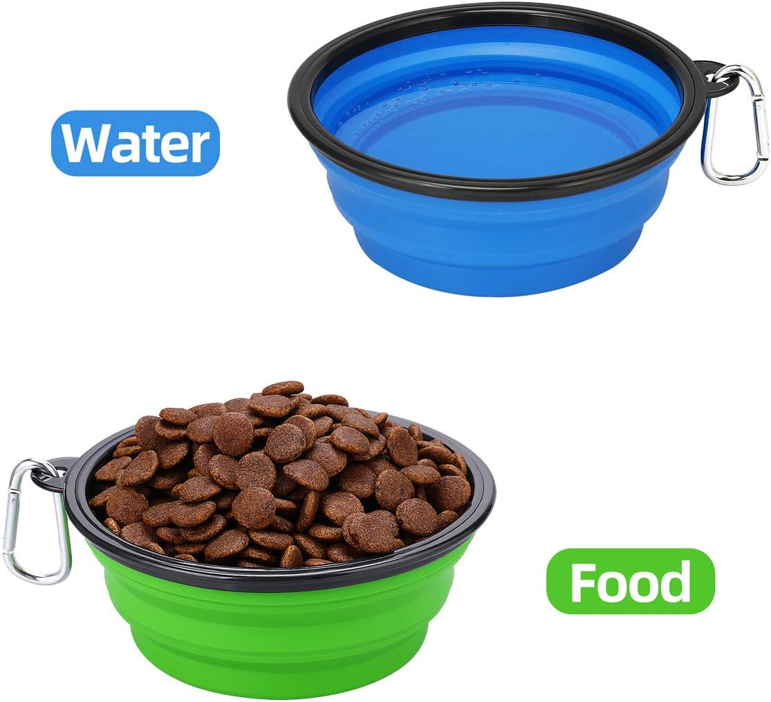 Large Collapsible Dog Travel Bowls – 34 oz (2-Pack)