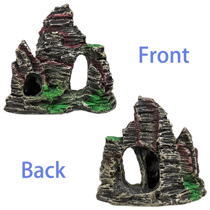 Small Aquarium Decoration Kit – Resin Rock Cave & 7 Plants