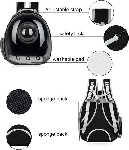 Expandable Bubble Pet Carrier Backpack – Black