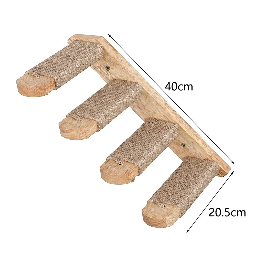 Multi-Level Wooden Cat Wall Furniture Set