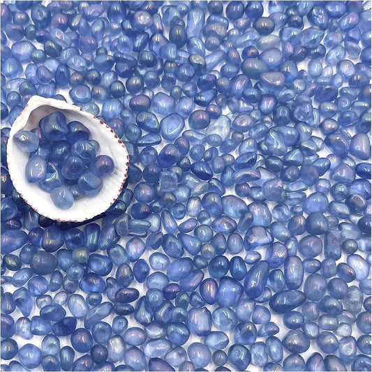 2.2 lbs Polished Aquarium Substrate Gravel & Sea Glass (Vibrant Blue)