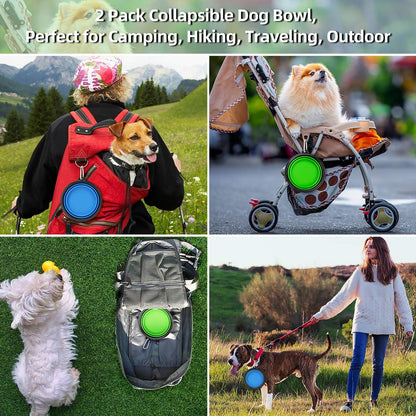 Large Collapsible Dog Travel Bowls – 34 oz (2-Pack)