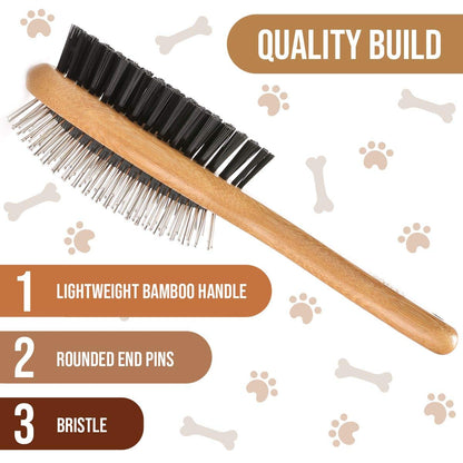Kylepet 2-in-1 Double-Sided Bamboo Slicker Brush for Dogs & Cats