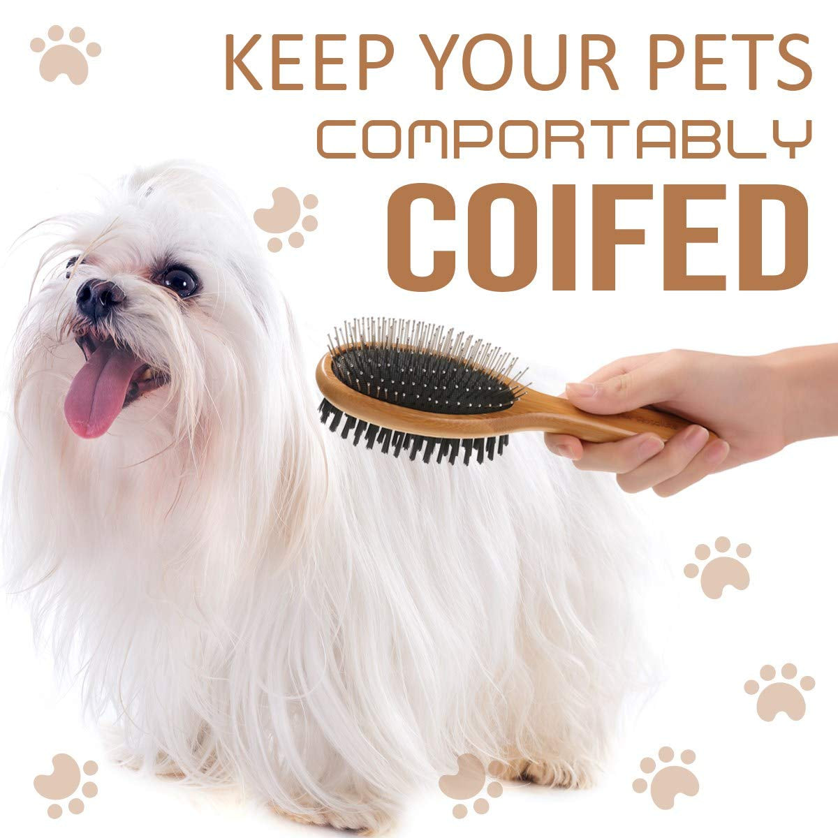 Kylepet 2-in-1 Double-Sided Bamboo Slicker Brush for Dogs & Cats