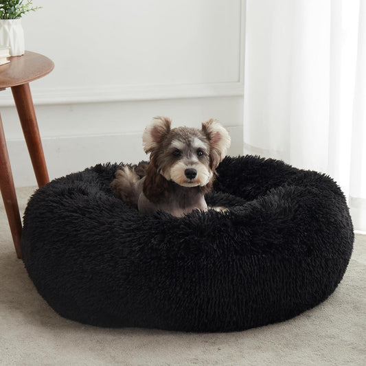 Calming Donut Pet Bed – 20" (Black)