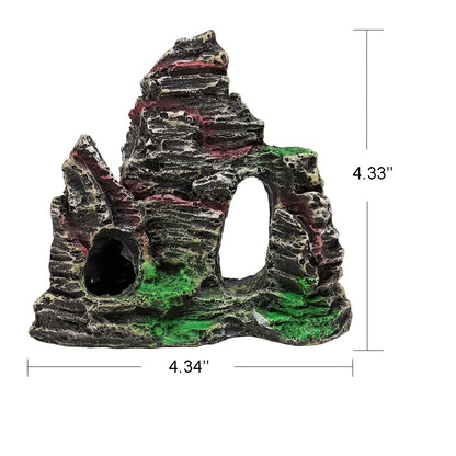 Small Aquarium Decoration Kit – Resin Rock Cave & 7 Plants