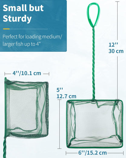 Square Mesh Aquarium & Pond Cleaning Net (Braided Metal Handle)