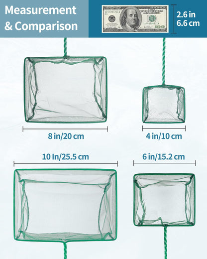 Square Mesh Aquarium & Pond Cleaning Net (Braided Metal Handle)